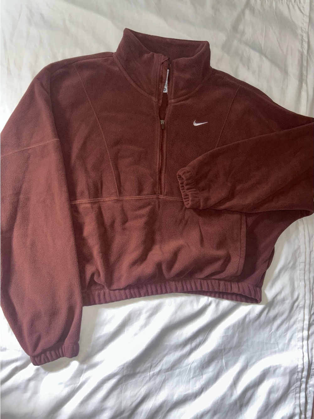 Nike Women's Half-Zip Fleece Pullover - Rust Brown